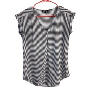 Express Black and White Striped Blouse